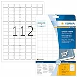 HERMA Etichette Staccabili, 25,4 x 16,9 mm, Etichette Adesive A4 per Stampante, 112 Etichette per Foglio, Bianco