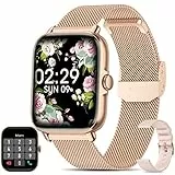 Smartwatch con Chiamata Bluetooth e Risposta Vivavoce, SWGOTA 1,7 '' HD Musicale con 28 Modalità Sport/Funzione Femminile/Cardiofrequenzimetro/SpO2/Pedometro, Oro Rosa