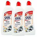 Smac - Gas, Detergente per Piastre e Fornelli, Azione Pulente e Brillantezza, Protegge dall'Annerimento, 500 ml x 3 Pezzi