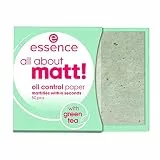 Essence all about opaco! Oil control paper, carta opacizzante, carta cipria, trasparente, assorbente, opaca, priva di nanoparticelle, senza profumo, senza olio (50 pezzi)