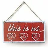 CARISPIBET Cartello con scritta 'This is us', decorazione per la casa, targa decorativa, frontoni da parete, accessorio per la casa