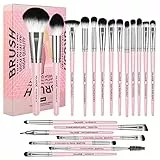 MAANGE - Set di 20 pennelli per trucco sintetici, per fondotinta, sfumature, cipria, fard, ombretto, eyeliner, kit di pennelli per trucco – manico in legno, con confezione regalo