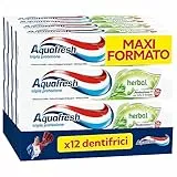 Aquafresh Dentifricio Tripla Protezione Herbal per tutta la Famiglia, Gengive Sane, Alito Fresco, Smalto forte, Gusto alle erbe, Pacco da 12 dentifrici x 75ml