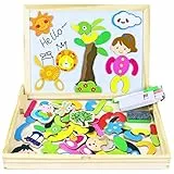 Puzzle Magnetico Legno Giochi Bambini 3 4 Anni Lavagna Magnetica Doppio Lato Puzzle di Legno Giochi Montessori Educativi per Bambini 3 4 5 Anni