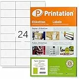 Etichette multifunzione 70 x 36 mm con fogli A4, etichette adesive, 24 etichette per foglio, 100 fogli, 2400 pezzi, colore bianco, 70x36 Etichette 3x8 de 100 fogli - 3475 3490 6122 4453 la131 la132