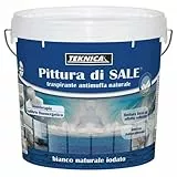 Colorchimica Pittura di sale vernice traspirante bianca acrilica antimuffa naturale ideale,pareti soffitti ad alta copertura liscia naturale con micro cristalli di salgemma salinità controllata(2,5LT)