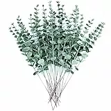 GENTRE 24 Pezzi Eucalipto Artificiale, Foglie di Eucalipto, Foglie Piante Finte Eucalipto Artificiali Rami Finti Eucalipto Decorative per Bouquet Floreale DIY, Ufficio, Casa, Matrimoni Decorazione