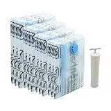 Amazon Basics Sacchetti sottovuoto con pompa a mano, Multiple confezione da 12 (3 jumbo, 3 grandi, 3 medi, 3 piccoli)