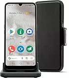 Doro 8100 Plus 4G Smartphone Anziani - Cellulare Facile Anziani - Resistente all'Acqua - Fotocamera 13MP - Display 6.1' - Tasto Assistenza con GPS - Custodia - Base Ricarica [Vers. Italiana] (Nero)