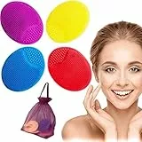 Spazzola Pulizia Viso 4x Esfoliante Pelle Sensibile Omaggio Sacchetto Scrub Massaggiatore Detergente Morbido Silicone Scrubber Anti-eta' Delicata Skin Care