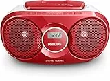 Philips AZ215R/12 CD Soundmachine (Dynamic Bass Boost, Sintonizzatore Digitale FM, 3 Watt, Entrata Audio), Rosso