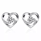 B.Catcher Orecchini, Orecchini in argento 925 Set di orecchini a forma di cuore con borchie Crazy Love in argento sterling 925