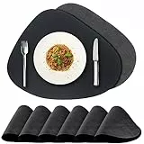 Yonekuon Set di 6 Tovagliette Colazione 45 * 30CM, Antiscivolo Tovagliette, Resistenti al Calore Tovagliette Lavabili(Grigio e Nero, A Goccia)…