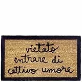 Laroom Zerbino con scritta vietato entrare di cattivo umore, superficie in iuta e Base antiscivolo, marrone, 40 x 70 x 1,8 cm
