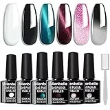 Allenbelle Smalto Semipermante Per Unghie Kit In Gel Uv Led Smalto Semipermanente Camaleonte Smalto Semipermanente Magnetico(Kit di 6 pcs 7.3ML/pc) (Hun001)