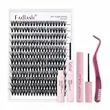 FADLASH Kit di Estensione Ciglia 200pcs 40D D Curl Ciglia Finte Cluster Mix(12-18), Bond and Seal, Rimuovi Ciglia, Pinzette per Ciglia DIY Extension per Ciglia Set