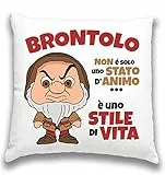 12Print Cuscino brontolo idea regalo sette nani donna uomo ragazza ragazzo (Con imbottitura 38x38) brontolo