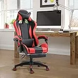 Vinsetto Sedia da Gaming con Poggiapiedi Estendibile, Poltrona Gaming Ergonomica Reclinabile Ecopelle 66×60×127-134cm Rosso