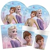 Procos S Frozen 2 Wind Spirit, Set da 52 Pezzi, Piatti, 16 Bicchieri, 20 tovaglioli, USA e Getta, stoviglie per Feste, Decorazione da Tavolo, Multicolore, 10209575