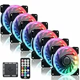 MIWATT DS Ventola per Telaio Serie RGB, Ventola RGB LED 120mm Wireless, Ventola per Telaio LED a Colori Regolabili ad Alto Flusso d'Aria Quiet Pack 6 Pezzi,LED Fans