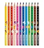 Pelikan Combino Mix e Match, Matite Colorate Jumbo, Triangolari Ergonomiche per Bambini, Educative, con Animali Combinabili sul Fusto. Astuccio 12 Matite Colori Assortiti
