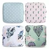 Borsa porta tovaglioli sanitari portatile, 4 pezzi, 12,7 x 12,7 cm, borsa per il primo periodo per ragazze, donne e donne (Balloon)