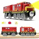 LiRiQi Rail Treno Elettrico per Bambini, passeggeri, Locomotiva ad Azione a Batteria, Set di proiettili per Motore Compatibile Thomas Brio Chuggington, Regali Giocattolo educativo, Rosso