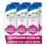Head & Shoulders Antiforfora Shampoo e Balsamo 2in1 Lisci e Setosi, per Capelli Secchi, Fino Protezione da Forfora per Cute e Capelli, Clinicamente Provato, Dermatologicamente Testato, 225ml x6