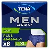 Tena MEN, Boxer Assorbenti per Perdite Urinarie, Elasticizzati, Monouso, per Uomo, Taglia L, 8 Pezzi - 640 g