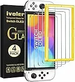 iVoler Set di 4 vetri temperati compatibili con Nintendo Switch OLED Modello 7 Pollici Modello 2021, con kit di installazione offerto, pellicola di protezione per lo schermo - 9H Glass - anti graffio
