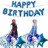 Gxhong Frozen Compleanno Decorazioni, Anna Compleanno Palloncini Elsa Palloncino di Foil Happy Birthday Banner per la festa di compleanno Kit di decorazioni, 9 PCS