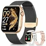 DekeFit Smartwatch Donna con Chiamate, 1.85' HD Schermo Orologio Smartwatch con 24H Cardiofrequenzimetro/SpO2/Sonno Always-on Display IP68 Fitness Tracker Notifiche Messaggi per Android iOS OroNero