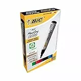 BIC Intensity, Marking 2000, Pennarelli Indelebili Colorati ECOlutions, con il 51% di Materiali Riciclati, Punta Tonda Resistente, Cancelleria Casa e Ufficio, 4 Unità