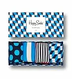 Happy Socks 4-Pack Filled Optic Box, colorati e divertenti, calzini per uomo e donna, Blu-Bianco (36-40)