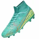 Unitysow Scarpe da Calcio Uomo Professionale Fg/AG Spike Tacchetti Bambino Teenager Sportive All'aperto Scarpe da Allenamento Scarpe da Calcetto,Verde,35 EU