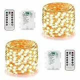 GHUSTAR Luci Led a Batteria Lucine - 2Pezzi 12M 120LED luci stringa natale esterno Impermeabile IP65 Catena Luminosa con Telecomando decorative per natalizie albero Giardino Camera Festa Interni Casa