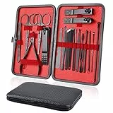 URAQT Set Manicure, 18 Pcs Kit Pedicure e Manicure in Acciaio Inossidabile, Tagliaunghie Professionale per Mani e Pedi con Box PU