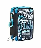 Seven Astuccio Seven 3 Scomparti, Handwritten, Turchese, Completo Di Matite, Penne, Pennarelli, Scuola Elementare e Medie