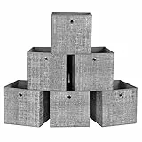 SONGMICS Scatole Portaoggetti, Set di 6 Contenitori in Tessuto Non Tessuto con Manico, 30 x 30 x 30 cm, UnitÀ di Organizzazione, per Scaffale, Pieghevoli, Porta Abiti, Grigio Melange RFB02LG-3