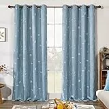 Deconovo - Design della Collezione FARMHOUSE - CILLA, Tende Termiche Isolanti Decorative per Cameretta Bambini, 140x260 CM, Blu