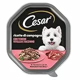 Cesar Ricette di Campagna Cibo per Cane con Tenero Vitello e Tacchino 150 g - 14 Vaschette