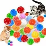 VIKSAUN 36Pezzi 3CM Palline scintillanti in colori assortiti, Palline Giocattolo Gatto Morbido Palline, Giocattolo Colorata Palla rimbalzante, il giocattolo da sempre preferito dai gatti