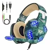 VersionTECH. Cuffie da gaming cablate con microfono, jack da 3,5mm, riduzione del rumore, bassi aumentati e controllo del volume per Xbox One, Nintendo Switch, Computer e Smartphone（Verde）