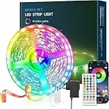 Bonve Pet Striscia led, Striscia led 15 Metri (1 Rotolo 15M) Led Striscia RGB, Led Camera con Telecomando IR 40 Tasti e APP, 28 Stili, Luce LED Camera da Letto per Decorazione Gaming TV Cucina