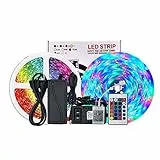 Striscia LED RGB 5050 5M Luci LED - IP65 Impermeabile Alimentatore e Telecomando a 24 tasti, 150 LED - per Decorazioni, Cucina, Festa, Natale, Bar ecc