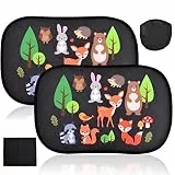 Vesaneae Tendine Parasole Auto Bambini, 2 Pezzi Parasole Auto Bambini Tendine, Parasole Auto Per Bambini con Simpatici Motivi, Autoadesivo Parabrezza Finestrino Laterale con Protezione UV, 49x31.5cm