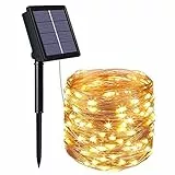 flintronic 22M 200LED Catena Luminosa Solare, Luci Solari Esterno, IP67 8 Modi Luci Solari, Impermeabili Luci Decorative, Stringa per Giardino, Camera da Letto, Matrimonio, Natale (Bianco caldo)