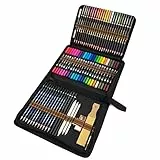 QUER Pennarelli per Disegno Artistico, 24 Pennelli a Doppia Punta, 24 Matite Acquerellabili, 12 Matite da Disegno e Accessori allegato Libro da Colorare per Bambini e Adulti