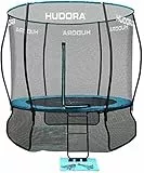 HUDORA Fantastic Complete Trampolino trampolino da esterno con rete di sicurezza, scaletta, protezione per gattonare, per bambini e adulti, multicolore, 250 cm