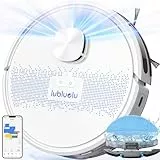 3000Pa Robot Aspirapolvere Lavapavimenti con Mappatura a 5 Piani, Lubluelu Robot Vacuum Mop 2 in 1, LiDAR Laser 9.0, Aspirapolvere Robot Silenzioso per Pulizia Domestica, WiFi/APP/Alex Control, Bianco